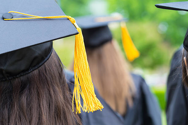 istock Backs of graduates in lines at commencement ceremony 181889329