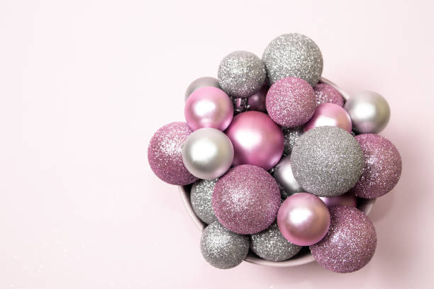 istock Pink and silver ornaments on pink background 1818894389