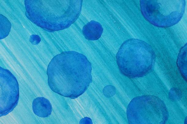 istock Abstract watercolor painting with blue blots as background, top view 1818894994