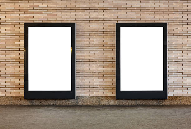 Blank Billboards XXL Blank billboards in a metro station-Clipping paths of billboards included. symmetry stock pictures, royalty-free photos & images