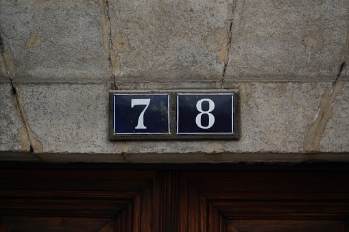 78 number in a building facade