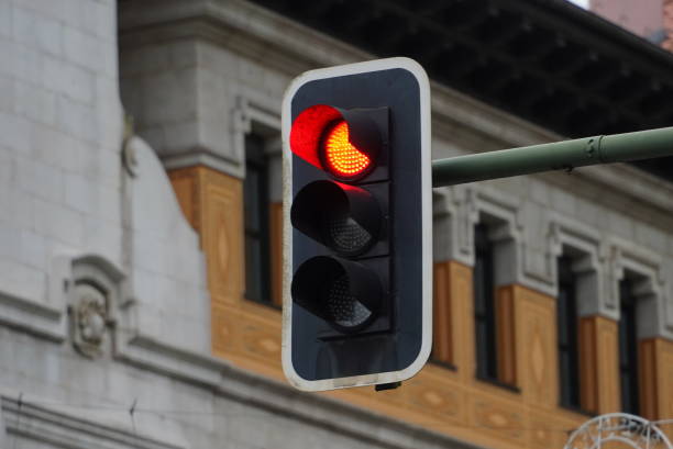 istock Street view, red lights, city life. 1818902193