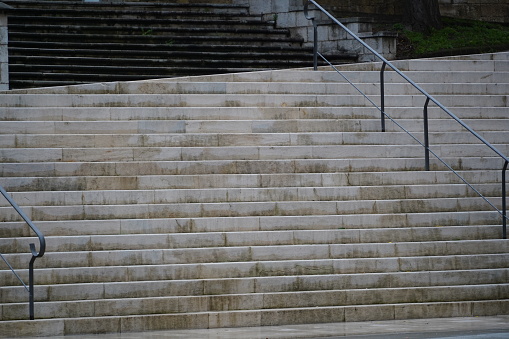 Granite stairs, perspective, Stone stairs in the city center of Santander, Spain