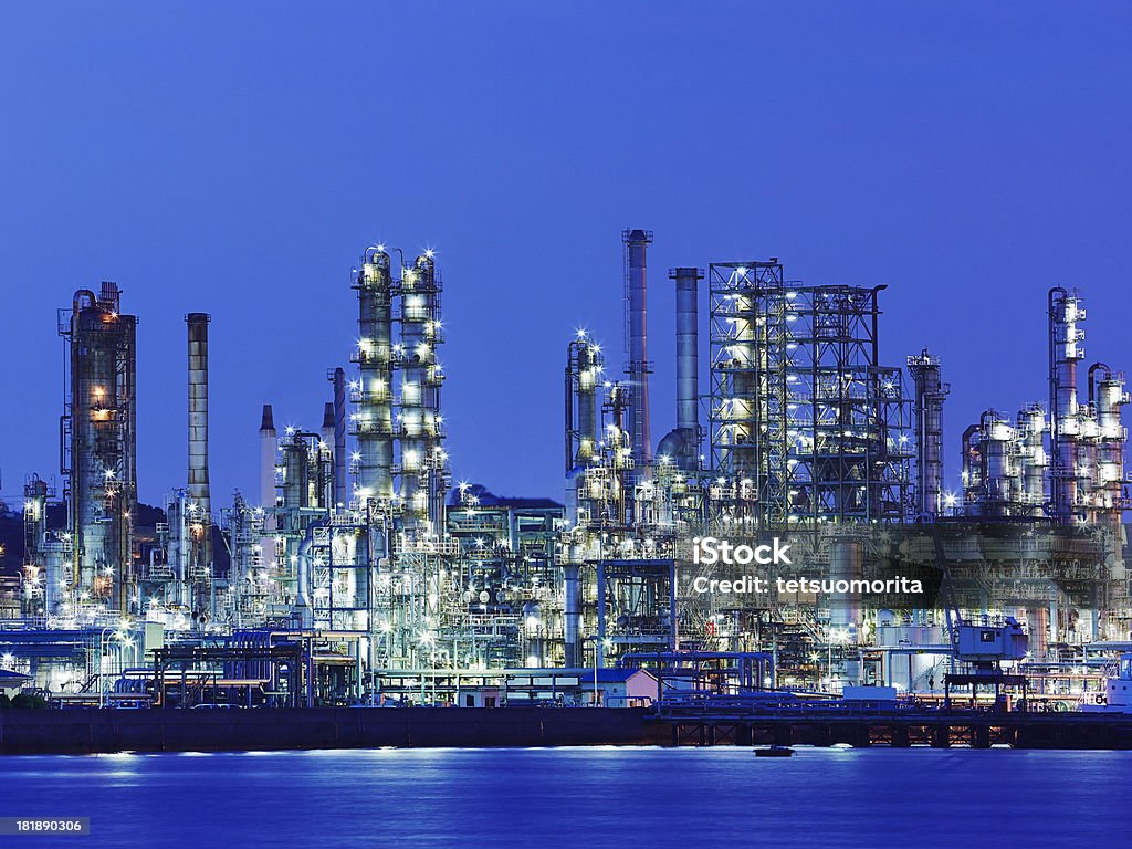 Chemical Factory Chemical Factory at night Chemical Plant Stock Photo