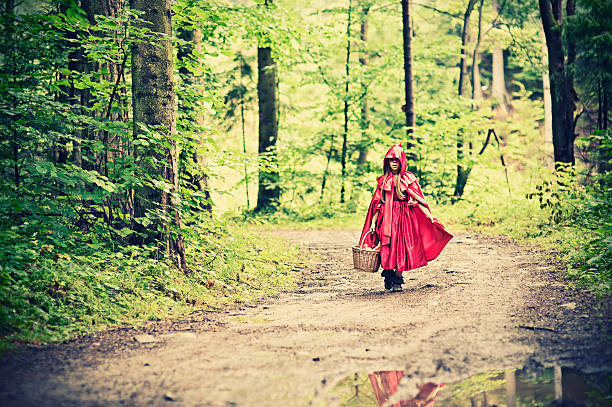 istock Little Red Riding Hood walking through the forest 181890377