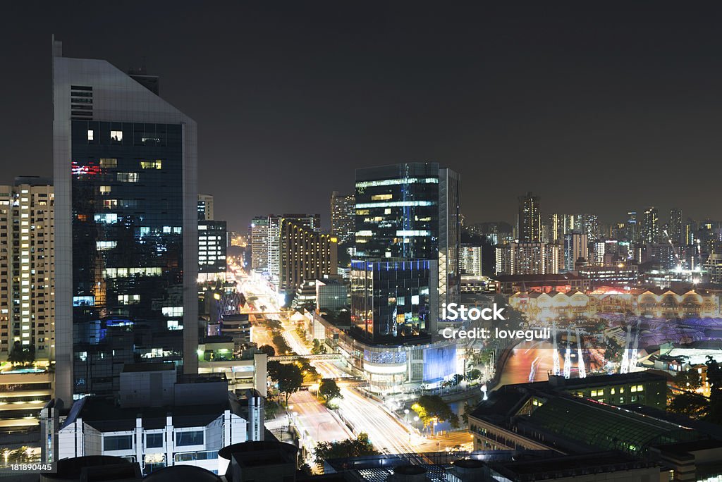 night scene of singapore Architecture Stock Photo