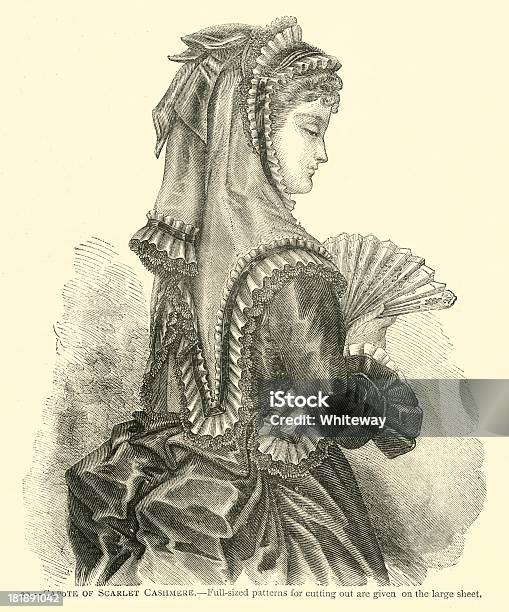 Mode Du Xixe Siècle Capote Des Scarlet Cachemire Vecteurs libres de droits et plus d'images vectorielles de 1873 - 1873, Adulte, Angleterre