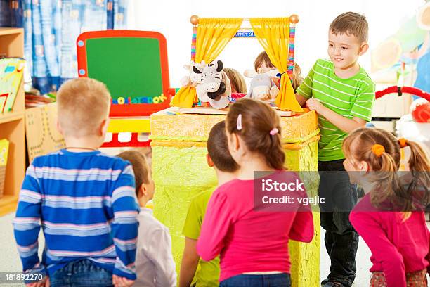 Children Playing Finger Puppet Show Stock Photo - Download Image Now - Puppet Show, Child, 4-5 Years