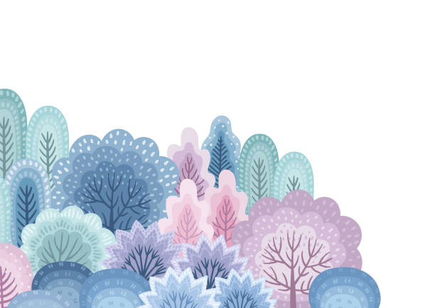 istock Isolated illustration of winter forest. Vector template for card, poster, flyer, shop window, cover and other 1818928248