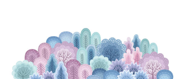 istock Isolated illustration of winter forest. Vector template for card, poster, flyer, shop window, cover and other 1818929868