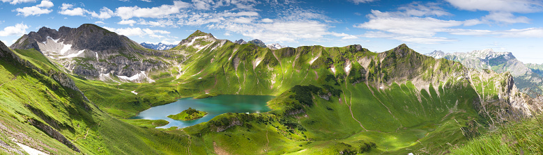 Picturesque winter morning mountains panorama view from Skupova mountain alpine slope. Verkhovyna district, Ukraine, view to Chornohora ridge and Pip Ivan mountain top, Carpathian.