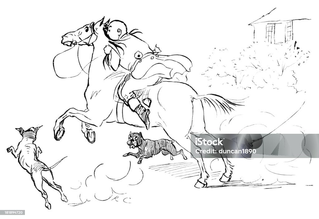 犬と馬 - 19世紀のロイヤリティフリーストックイラストレーション
