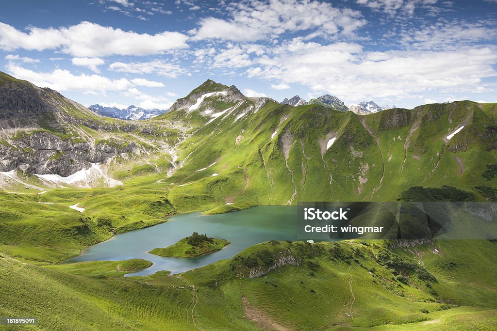 Lago alpin schreeksee Na Baviera, Alpes do Allgäu, Alemanha - Royalty-free Alpes Europeus Foto de stock