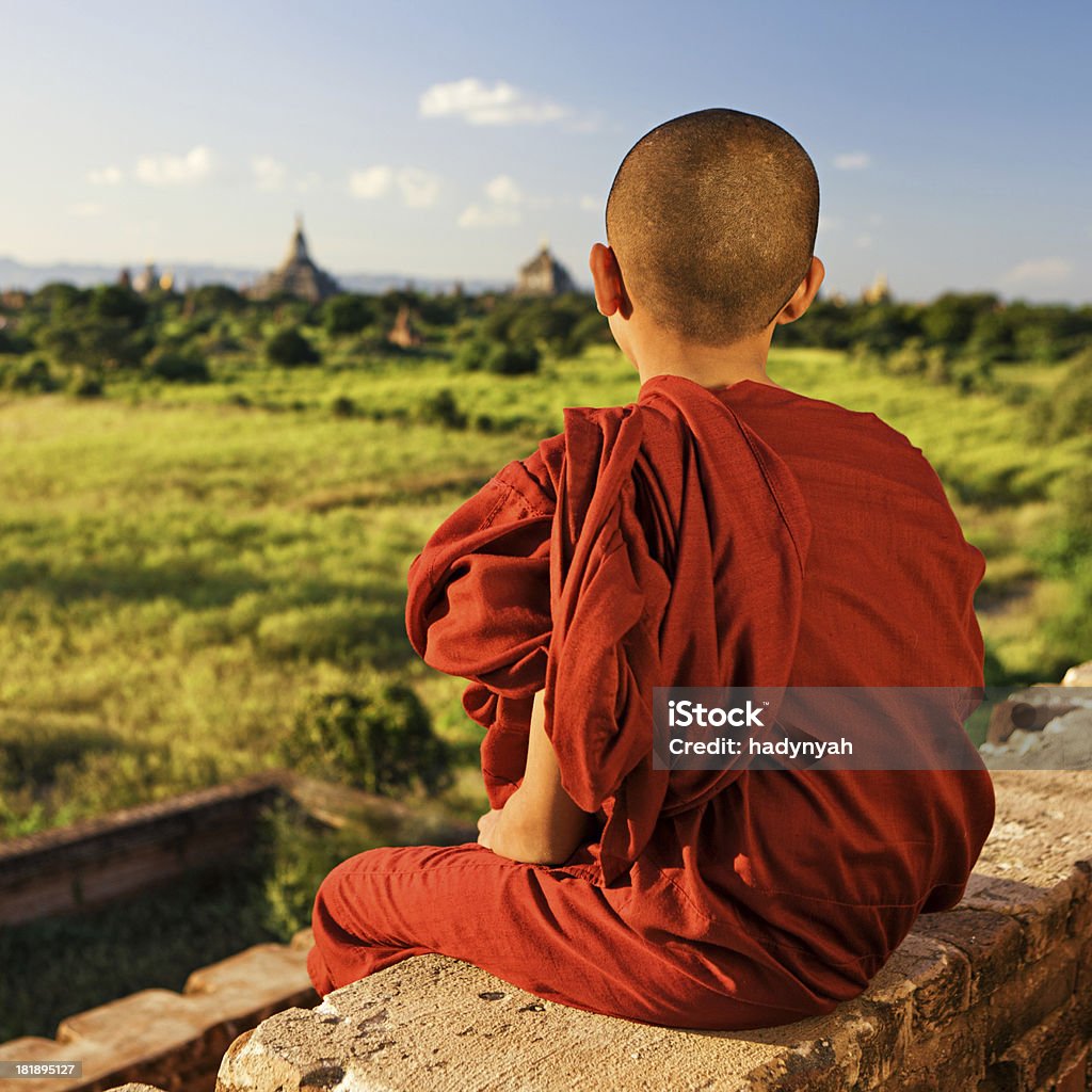 Young Buddhist monk "Portrait of young Buddhist monk, Bagan, Myanmar (Burma)" Adult Stock Photo