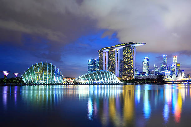 singapore city skyline at night - singapore 個照片及圖片檔