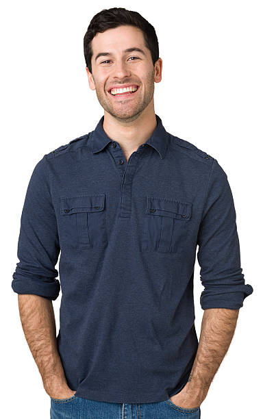 Laughing Casual Young Man, Waist-Up Portrait stock photo