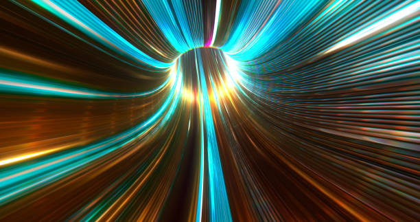 istock Abstract neon lights Sci-Fi futuristic Hi Tech virtual reality tunnel. Futuristic motion graphic. Ultra violet neon light glow. 3D rendering 1818958778