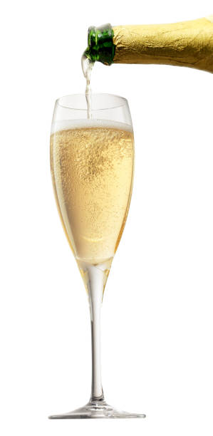 champagne - champagne pouring champagne flute glass photos et images de collection