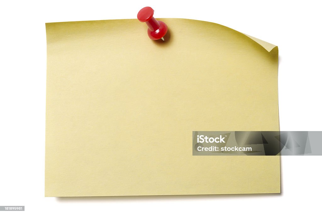 Amarelo Post-it com Push Pin - Foto de stock de Correio - Correspondência royalty-free