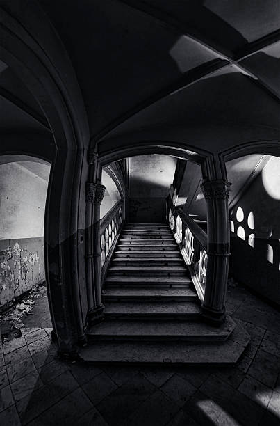 istock Stairway in abandoned European castle 181896329