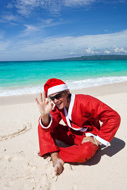 istock Hot Happy Chistmas on beach 181896479