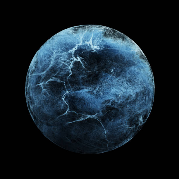 istock Abstract fluid, Water in sphere. particles flowing around sphere. Turbulent particles bursting, swirling around ball. Perfect for overlay and logos. 1818970774