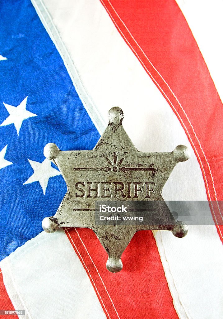 Sheriff Abzeichen auf amerikanische Flagge - Lizenzfrei Flagge Stock-Foto