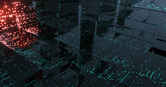 Abstract Source Codes On Black Reflective Background Overlapping Source ...