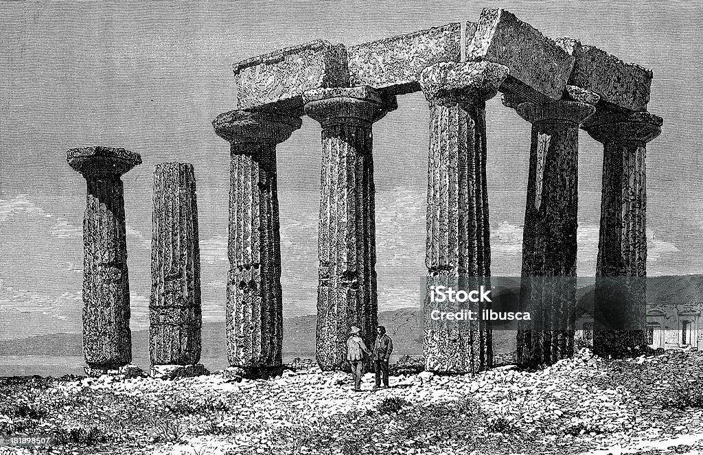 Griechische Tempelruinen - Lizenzfrei Architektonische Säule Stock-Illustration