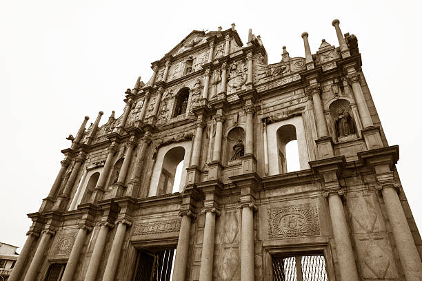 ruinen von st. paul, macau - unesco world heritage site macao church stone stock-fotos und bilder