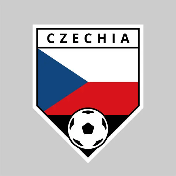 Vector illustration of Angled Shield Football Team Badge of Czechia