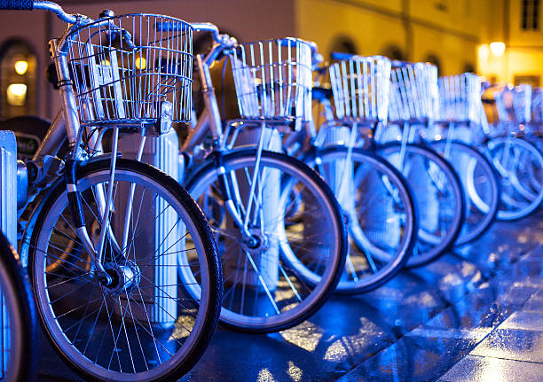 istock Bikes in front of neon lights 181898950