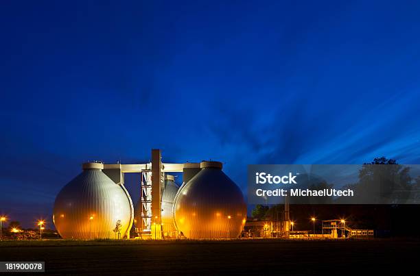 Sewage Plant At Night Stock Photo - Download Image Now - Sewage Treatment Plant, Futuristic, Bizarre