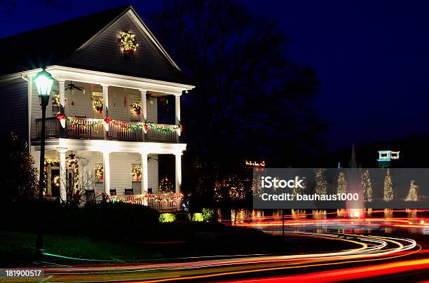 Christmas Lights Stock Photo - Download Image Now - Architectural Column, Architecture, Blue