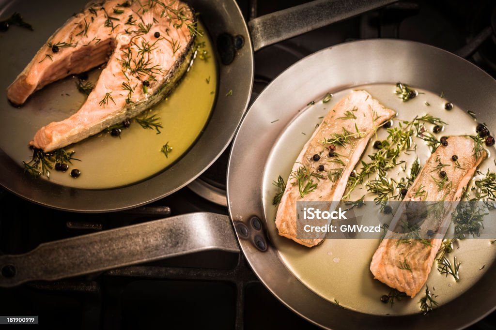 Salmon Steak - Lizenzfrei Dill Stock-Foto