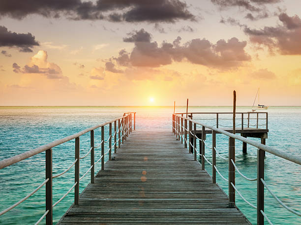 istock Huahine Sunset Scene at Jetty, French Polynesia 181900942