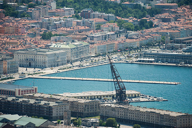 Port , Trieste, Italy A view over the port of Trieste. trieste stock pictures, royalty-free photos & images