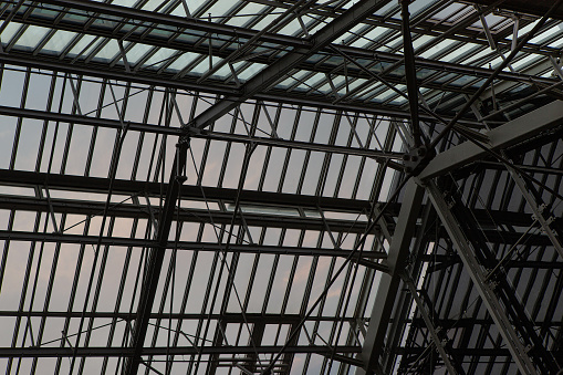 Metal glass roof inside a Parisian building