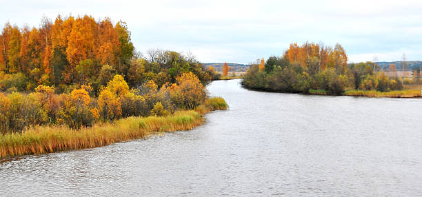 istock Beautiful fall season along Russia waterway 181903687