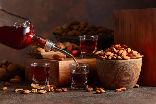 istock Italian liqueur Amaretto with almonds nuts. 1819055457