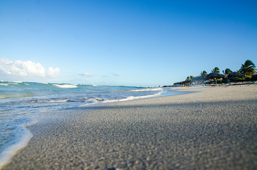 Ocean wave from low angle in Varadero Cuba during day