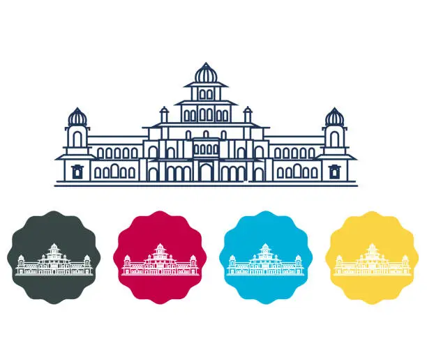 Vector illustration of Albert Hall Museum Jaipur as Stock Illustration