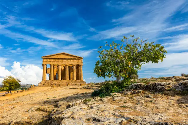 Photo of Valley of the Temples (Valle dei Templi), The Temple of Concordia, an ancient Greek Temple built in the 5th century BC, Agrigento, Sicily. Temple of Concordia, Agrigento, Sicily, Italy