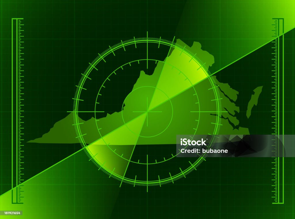 Radar tela verde e Mapa do Estado de Virginia - Vetor de Coordenação royalty-free