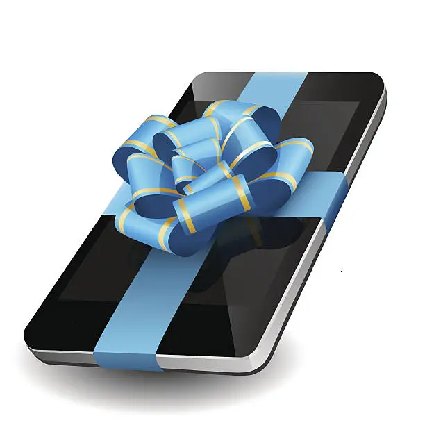 Vector illustration of Mobile phone with bow like a gift