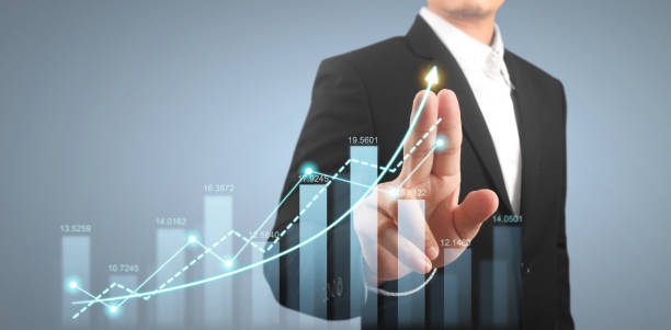 istock Businessman plan graph growth and increase of chart positive indicators 1819240997