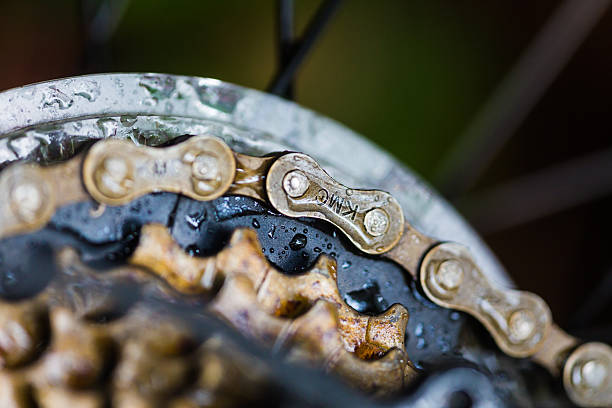 close up of bicycle chain stock photo