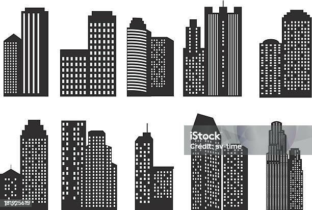 Ilustración de Siluetas De Rascacielos y más Vectores Libres de Derechos de Aire libre - Aire libre, Arquitectura, Arquitectura exterior