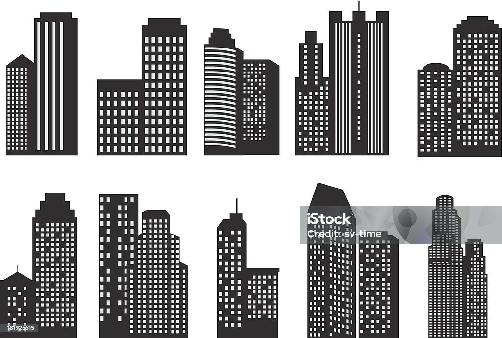 Silhouettes de gratte-ciels - clipart vectoriel de Affaires libre de droits