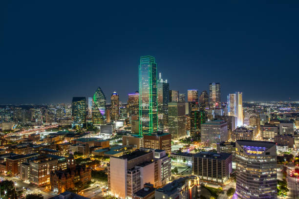 istock scenic skyline by night in Dallas, Texas 1819263512